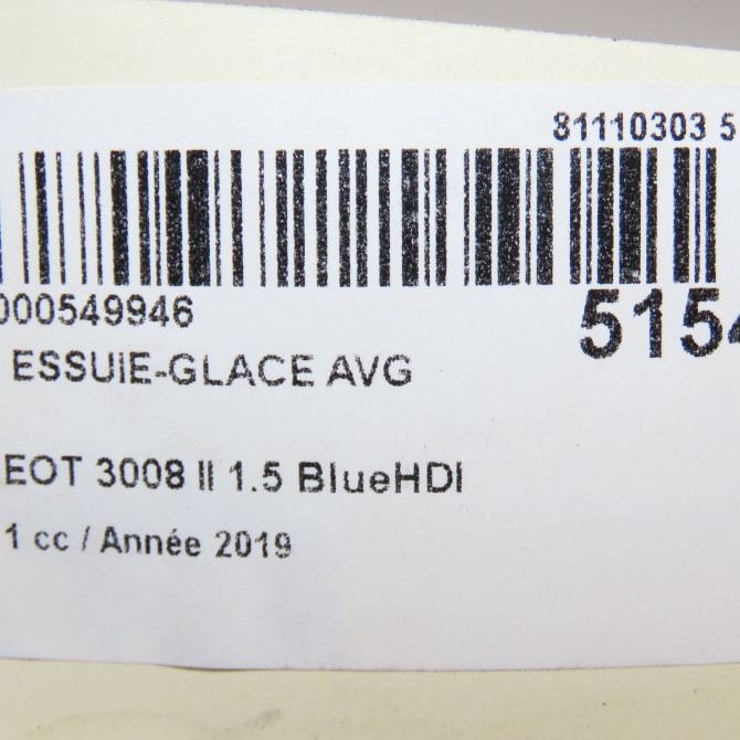 Bras essuie-glace avant gauche occasion PEUGEOT 3008 II Phase 1 04-1995->04-1999 1.5 BlueHDI 130ch 9810665280 5
