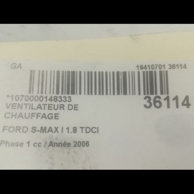 Ventilateur de chauffage occasion FORD S-MAX I Phase 1 05-2006->03-2010 1.8 TDCI 125ch 1716612 2