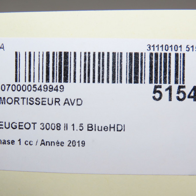 Amortisseur avant droit occasion PEUGEOT 3008 II Phase 1 04-1995->04-1999 1.5 BlueHDI 130ch 9819718680 8