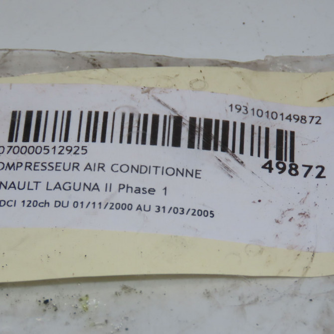Compresseur air conditionne occasion RENAULT LAGUNA II Phase 1 11-2000->03-2005 1.9 DCI 120ch 8200343375 7