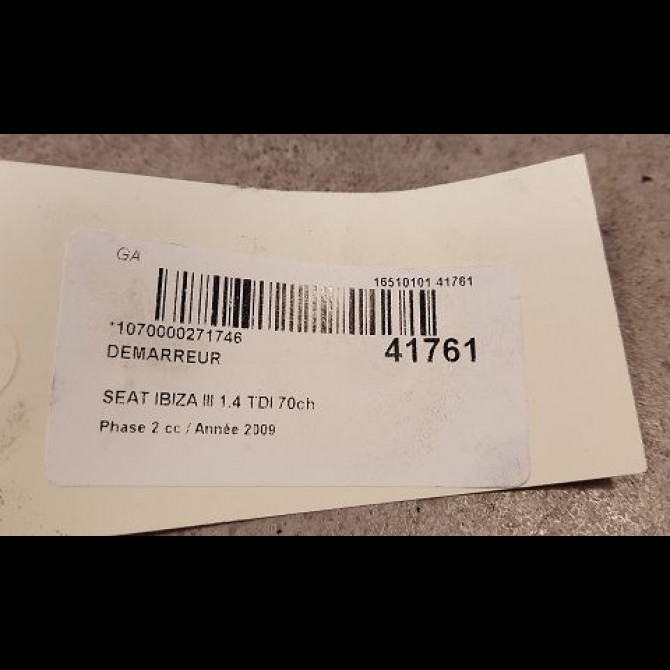 Démarreur occasion SEAT IBIZA III Phase 2 03-2006->06-2009 1.4 TDI 70ch 4