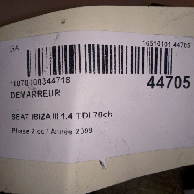 Démarreur occasion SEAT IBIZA III Phase 2 03-2006->06-2009 1.4 TDI 70ch 4