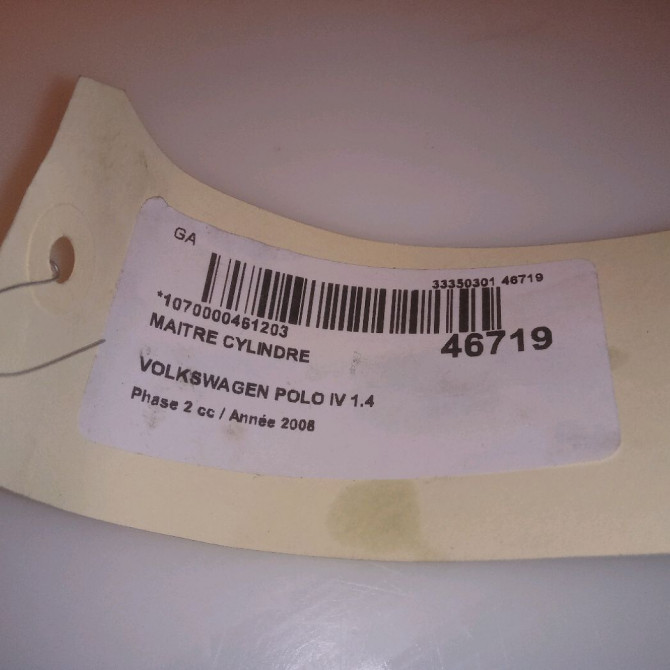 Maitre cylindre occasion VOLKSWAGEN POLO IV Phase 2 05-2005->09-2009 1.4 TDI 70ch 6Q0611019R 7
