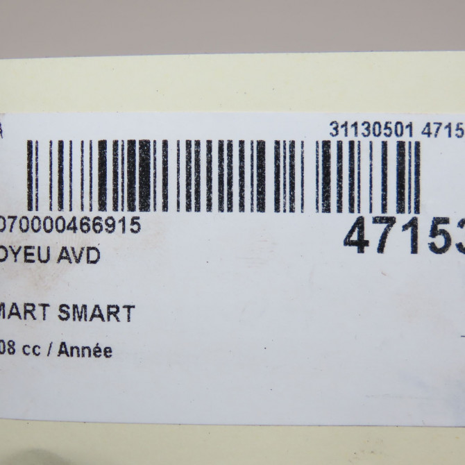 Moyeu avd occasion SMART SMART CITY/FORTWO II Phase 1 04-2007->03-2015 7
