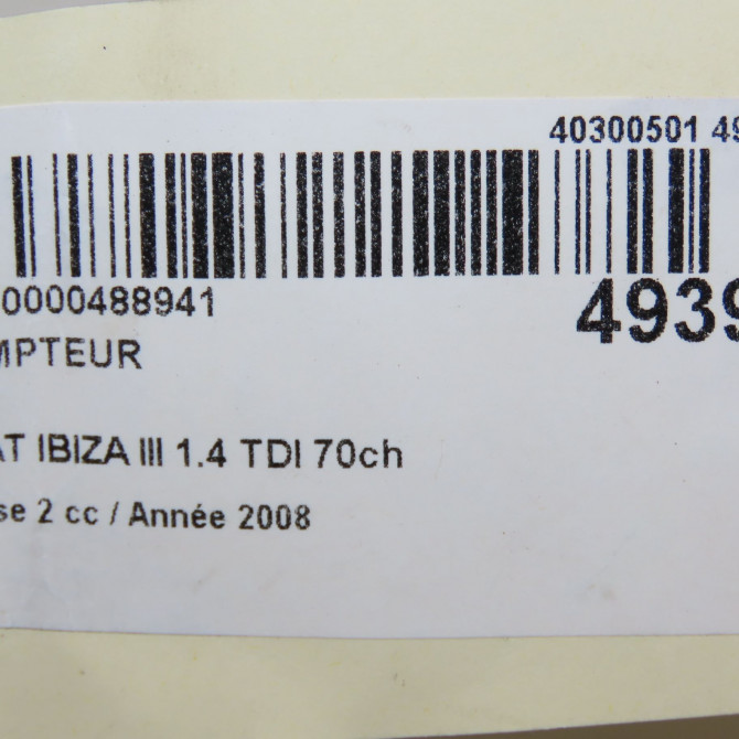 Compteur occasion SEAT IBIZA III Phase 2 03-2006->06-2009 1.4 TDI 70ch 6L0920803AZ02 7