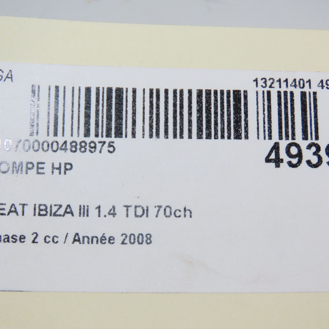 Pompe hp occasion SEAT IBIZA III Phase 2 03-2006->06-2009 1.4 TDI 70ch 5