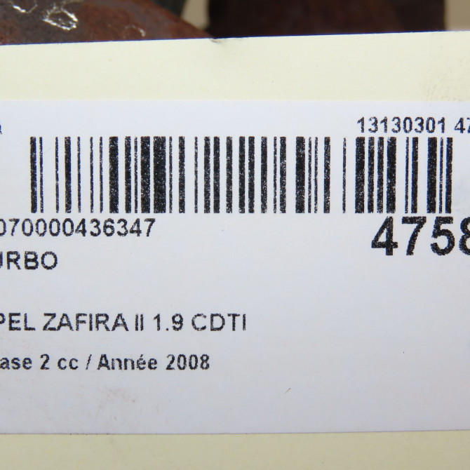 Turbo occasion OPEL ZAFIRA II Phase 2 01-2008->12-2014 1.9 CDTI 120ch 7