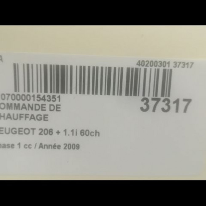 Commande de chauffage occasion PEUGEOT 206 + Phase 1 03-2009->05-2013 1.1i 60ch 6451VG 3