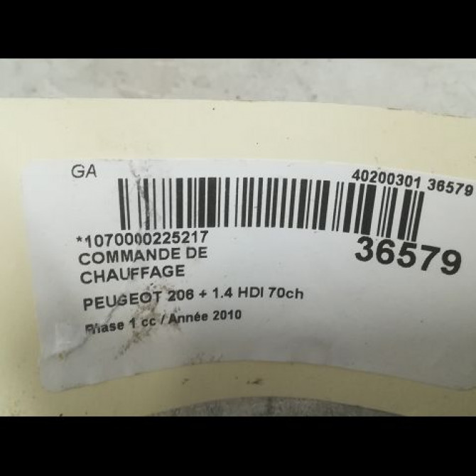 Commande de chauffage occasion PEUGEOT 206 + Phase 1 03-2009->05-2013 1.4 HDI 70ch 6451VG 3