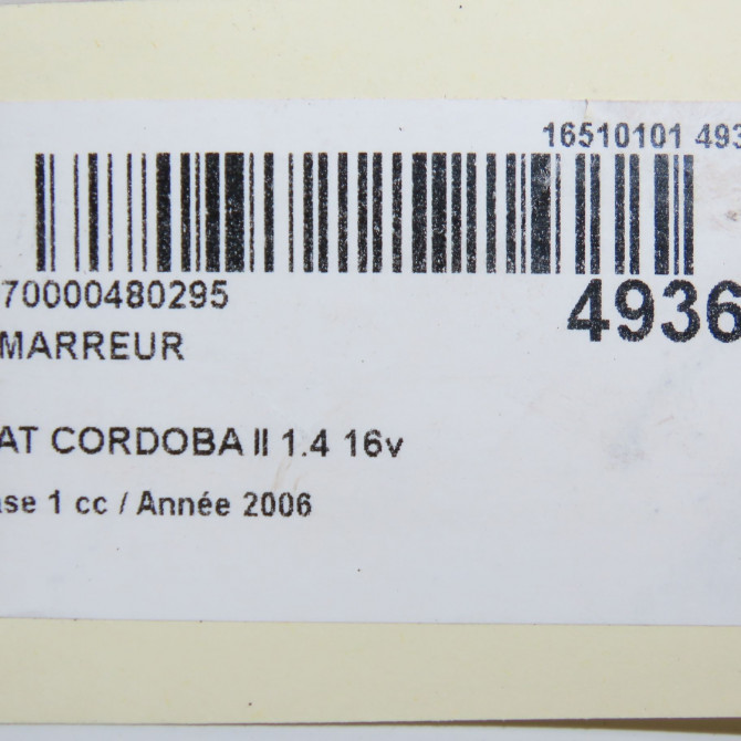 Démarreur occasion SEAT CORDOBA II Phase 1 10-2002->05-2009 1.4 16v 100ch 7