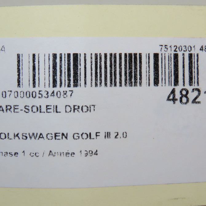 Pare-soleil droit occasion VOLKSWAGEN GOLF III Phase 1 01-1992->12-1997 2.0 GTI 149ch 1H0857552HT37 4