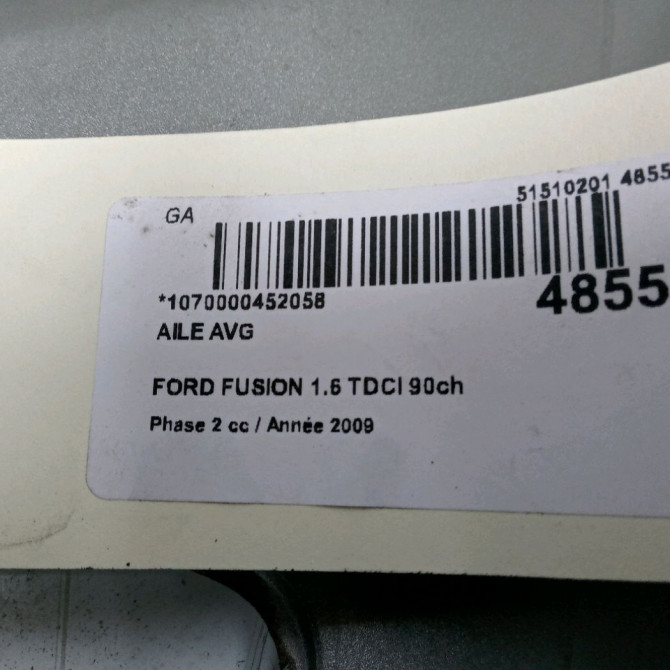 Aile avant gauche occasion FORD FUSION Phase 2 10-2005->09-2011 1.6 TDCI 90ch 1420115 3