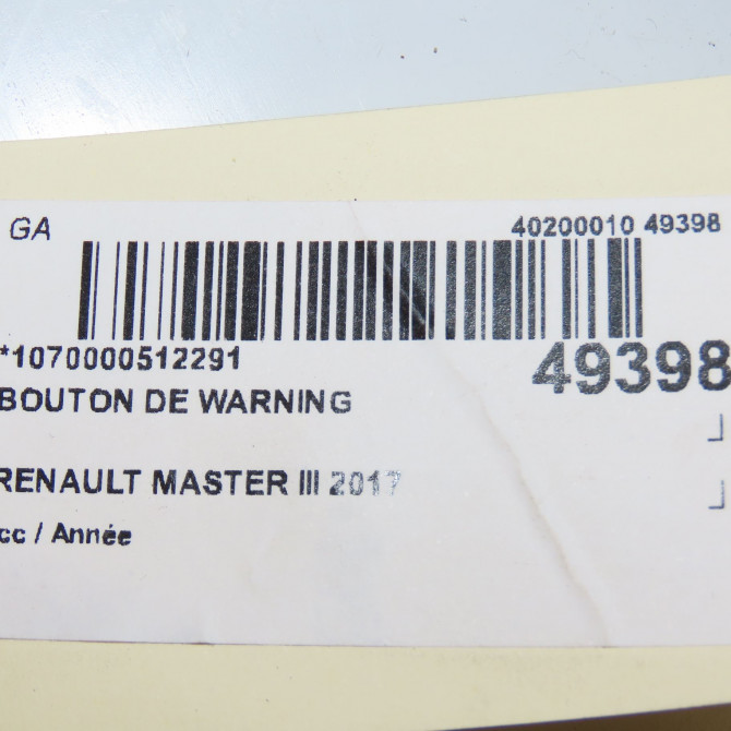 Bouton de warning occasion RENAULT MASTER III Phase 2 06-2014->... 2.3 DCI 145ch 252100991R 3