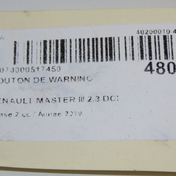 Bouton de warning occasion RENAULT MASTER III Phase 2 06-2014->... 2.3 DCI 130ch 252100991R 4
