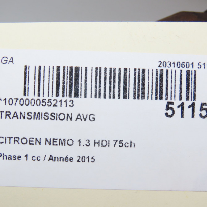 Transmission avant gauche occasion CITROEN NEMO Phase 1 09-2008->... 1.3 HDI 75ch 1612383480 7