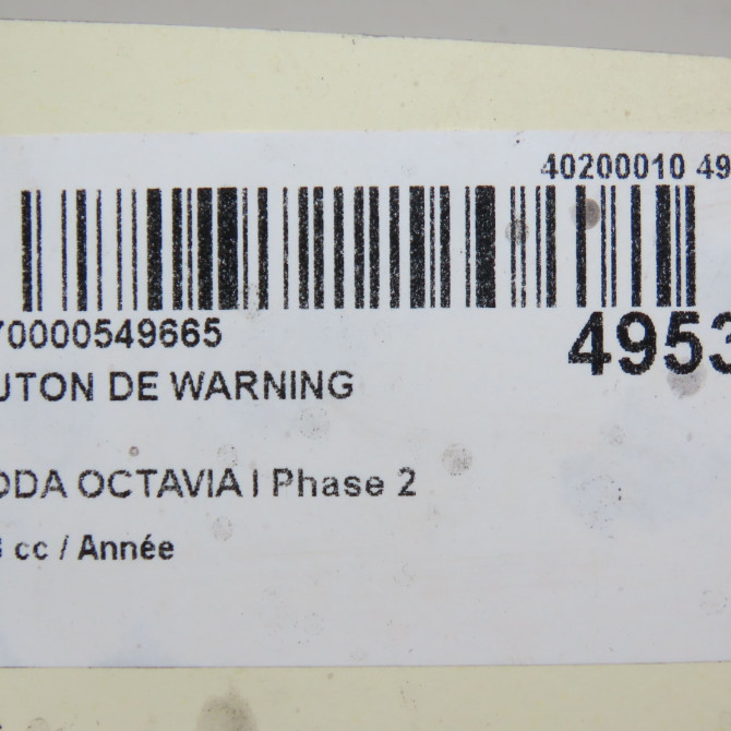 Bouton de warning occasion SKODA OCTAVIA I Phase 1 04-1995->04-1999 1.9 TDI 90ch 1U0953235B300 4