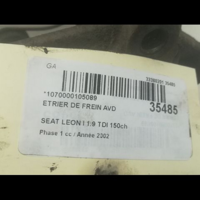 Etrier de frein avant droit occasion SEAT LEON I Phase 1 04-2000->10-2006 1.9 TDI 150ch 1K0615124D 3