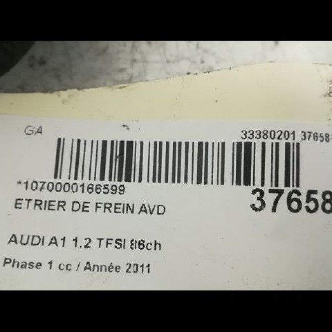 Etrier de frein avant droit occasion AUDI A1 Phase 1 06-2010->03-2015 1.2 TFSI 86ch 1K0615124D 3