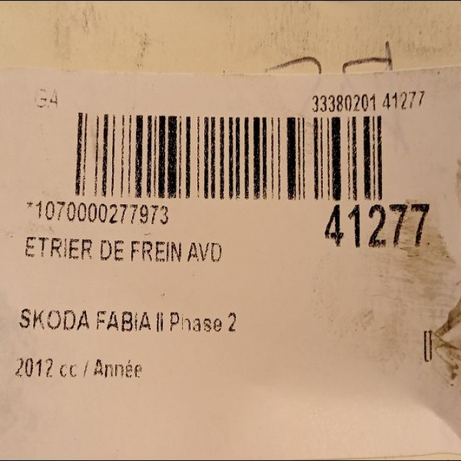 Etrier de frein avant droit occasion SKODA FABIA II Phase 2 COMBI 03-2010->12-2014 1K0615124D 3