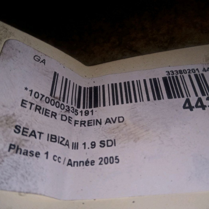 Etrier de frein avant droit occasion SEAT IBIZA III Phase 1 03-2002->03-2006 1.9 SDI 1K0615124D 3
