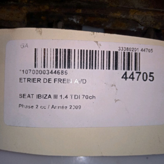 Etrier de frein avant droit occasion SEAT IBIZA III Phase 2 03-2006->06-2009 1.4 TDI 70ch 1K0615124D 4