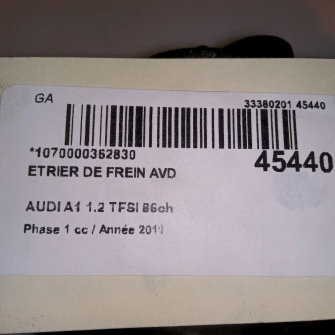 Etrier de frein avant droit occasion AUDI A1 Phase 1 06-2010->03-2015 1.2 TFSI 86ch 1K0615124D 5