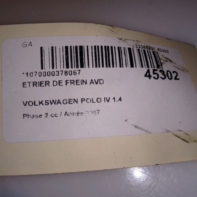 Etrier de frein avant droit occasion VOLKSWAGEN POLO IV Phase 2 05-2005->09-2009 1.4 TDI 70ch 1K0615124D 4