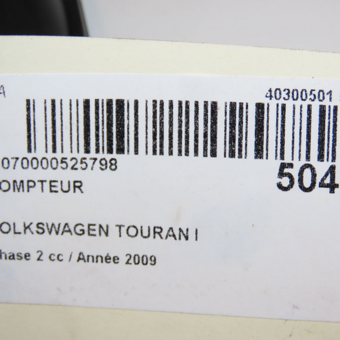 Compteur occasion VOLKSWAGEN TOURAN I Phase 2 11-2006->09-2010 2.0TDi 16v 140ch 1T0920874AZ02 7