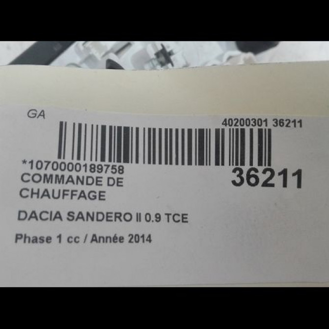 Commande de chauffage occasion DACIA SANDERO II Phase 1 10-2012->... 0.9 TCE 90ch 275105857R 3