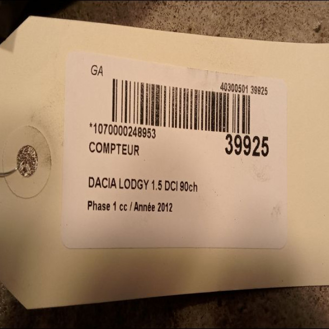 Compteur occasion DACIA LODGY Phase 1 01-2012->... 1.5 DCI 90ch 248106897R 3