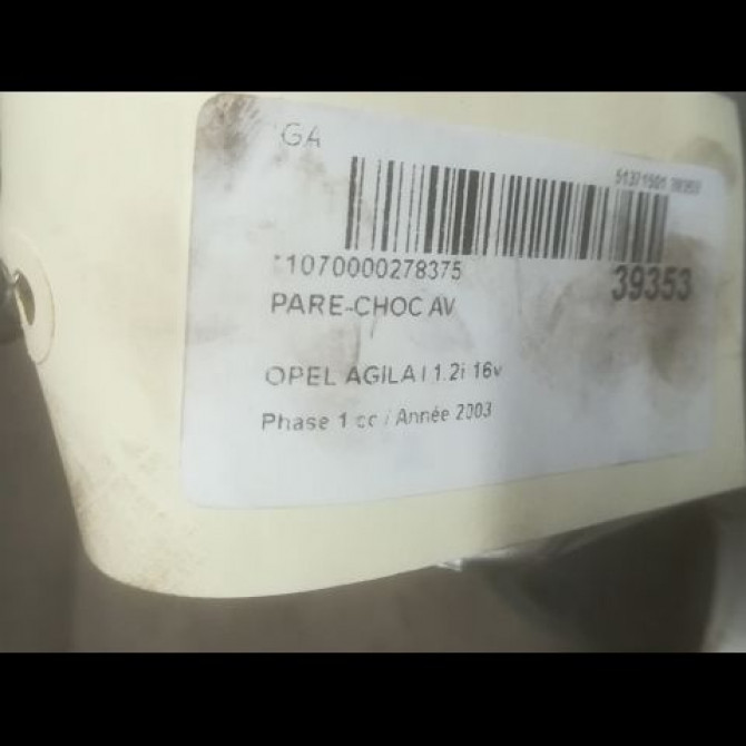 Pare-choc avant occasion OPEL AGILA I Phase 1 08-2000->12-2007 1.2i 16v 9210134 2