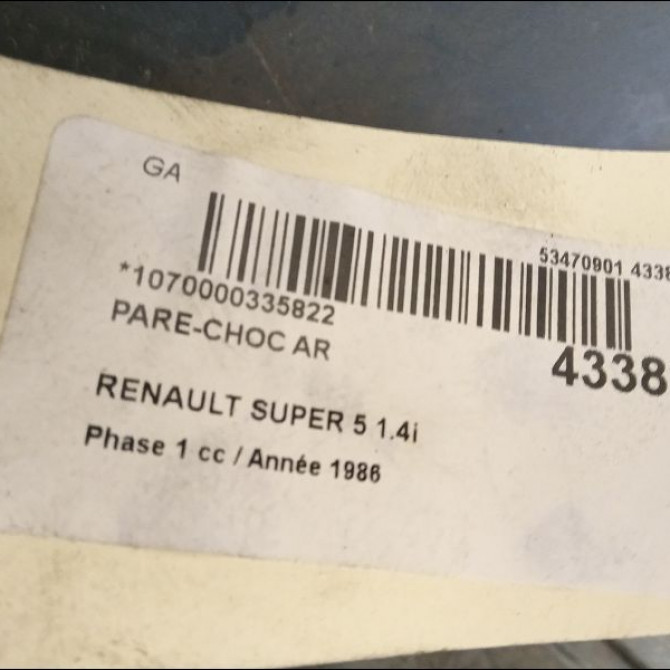 Pare-choc arrière occasion RENAULT SUPER 5 Phase 1 10-1984->12-1996 1.4i 7700776844 2