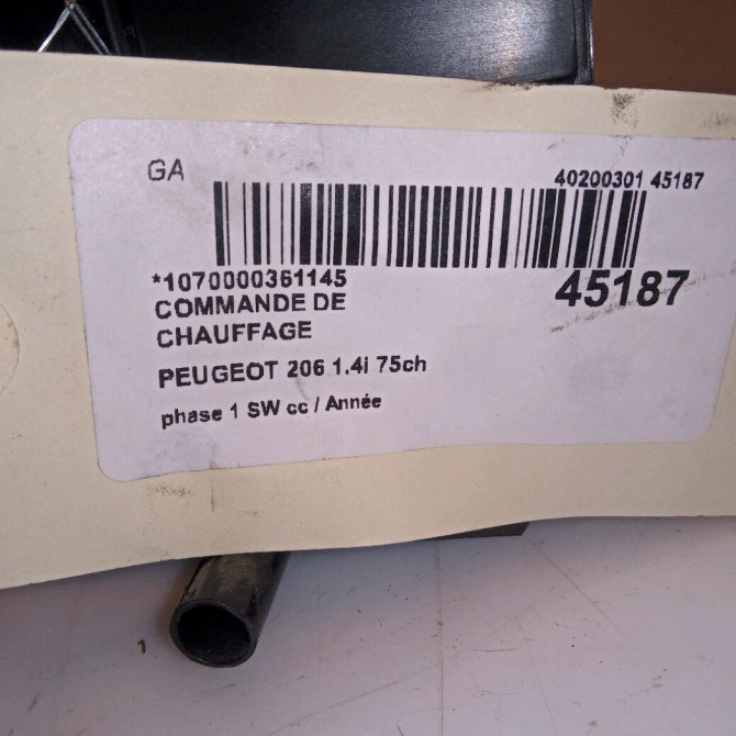 Commande de chauffage occasion PEUGEOT 206 206 phase 1 SW 2002-06-01->2006-12-31 1.4i 75ch 4