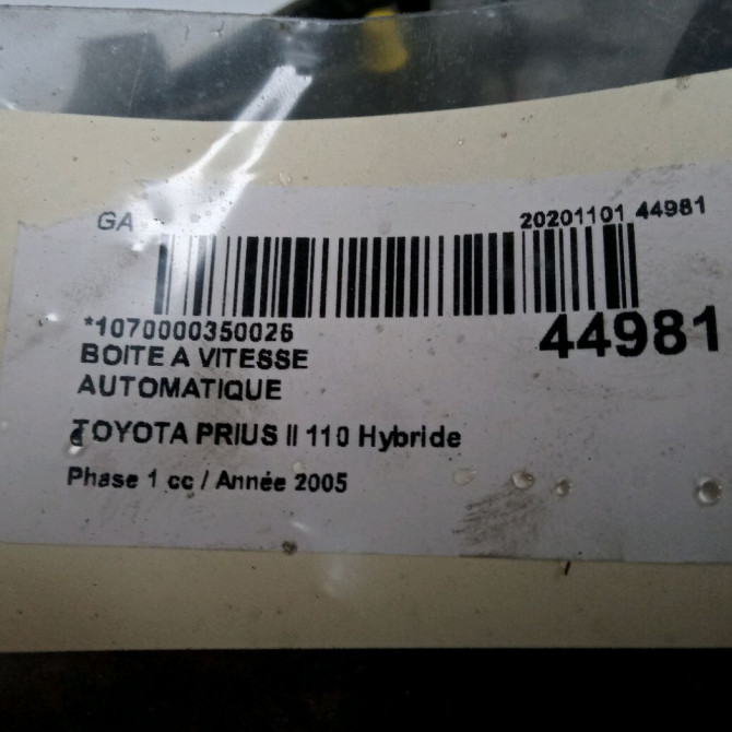Boîte à vitesse automatique occasion TOYOTA PRIUS II Phase 1 03-2004->11-2009 110 Hybride 3090047040 6