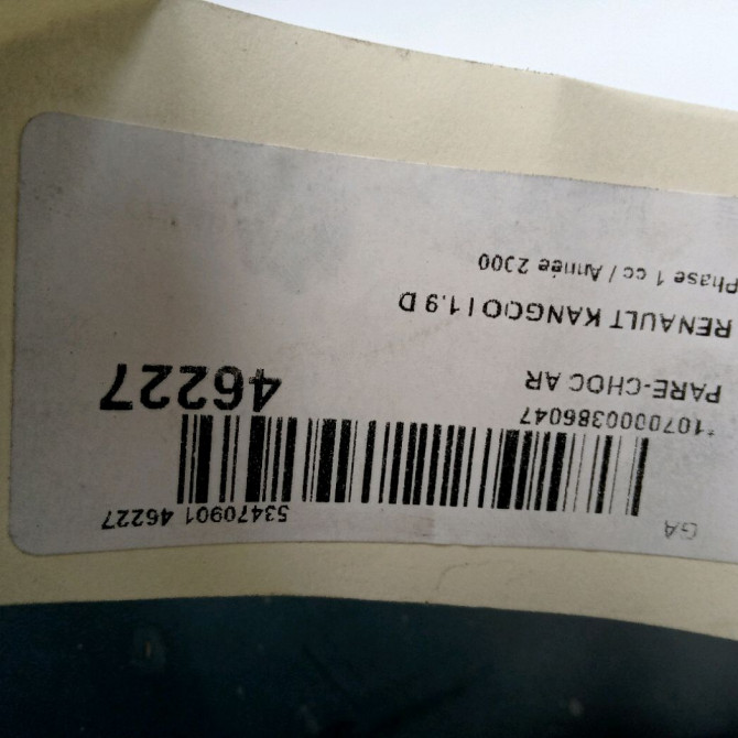 Pare-choc arrière occasion RENAULT KANGOO I Phase 1 09-1997->06-2003 1.9 D 65ch 7701692547 2