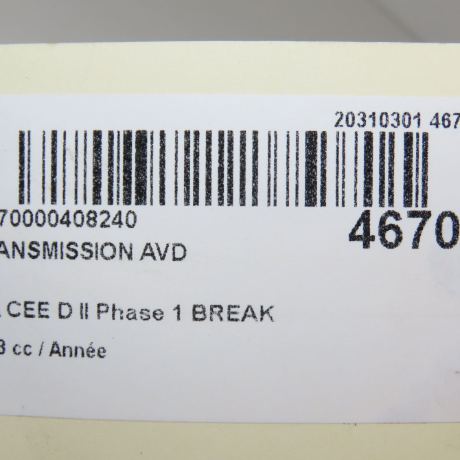 Transmission avant droite occasion KIA CEE D II Phase 1 BREAK 09-2012->12-2015 49501A6100 6