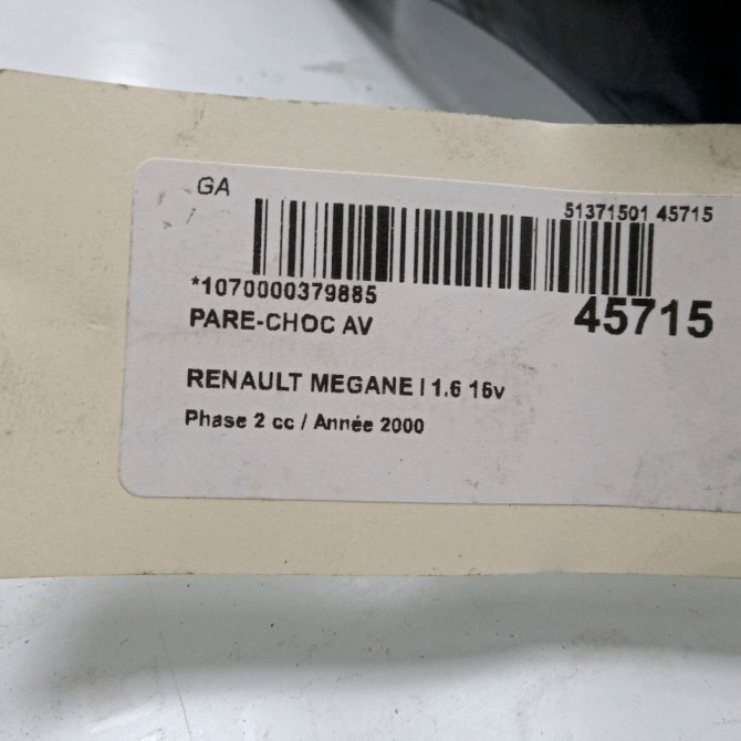 Pare-choc avant occasion RENAULT MEGANE I Phase 2 03-1999->06-2003 1.6 16v 620225263R 4